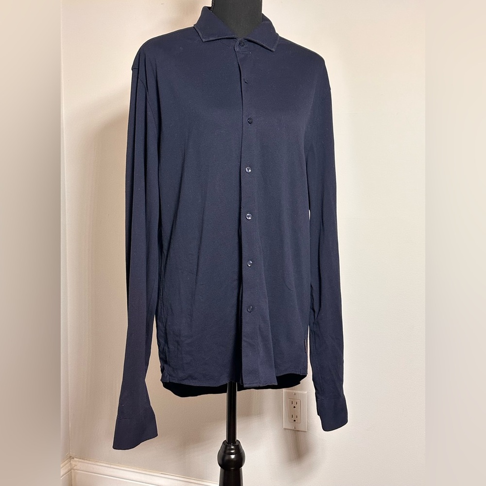 Michael Kors Slim Fit Button Down Shirt Navy Blue 100% Cotton Men’s M